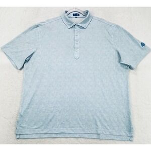 Stitch Shirt Polo Men XL Blue White Paisley Floral Stretch Golf S/S Button Down